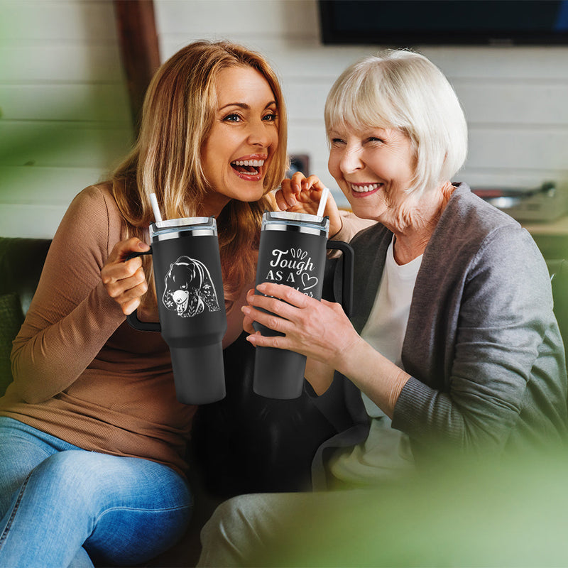 Wander Prints Gift For Mom - Tough As Mama Bear - Black Engraved 40oz Tumbler - Mother's Day Birthday Gift AZCS