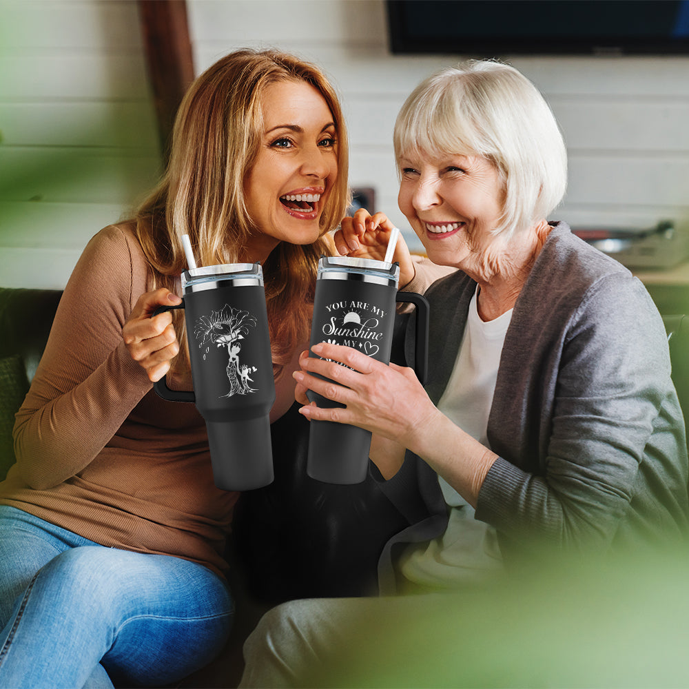 Wander Prints Gift For Mom - You Are My Sunshine - Black Engraved 40oz Tumbler - Mother's Day Appreciation Gift AZCS