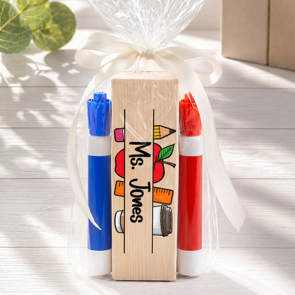 Back To School,Teacher,Proud,Icon - Teach Love Inspire Custom Teacher's Name - Personalized Whiteboard Eraser & Marker Set