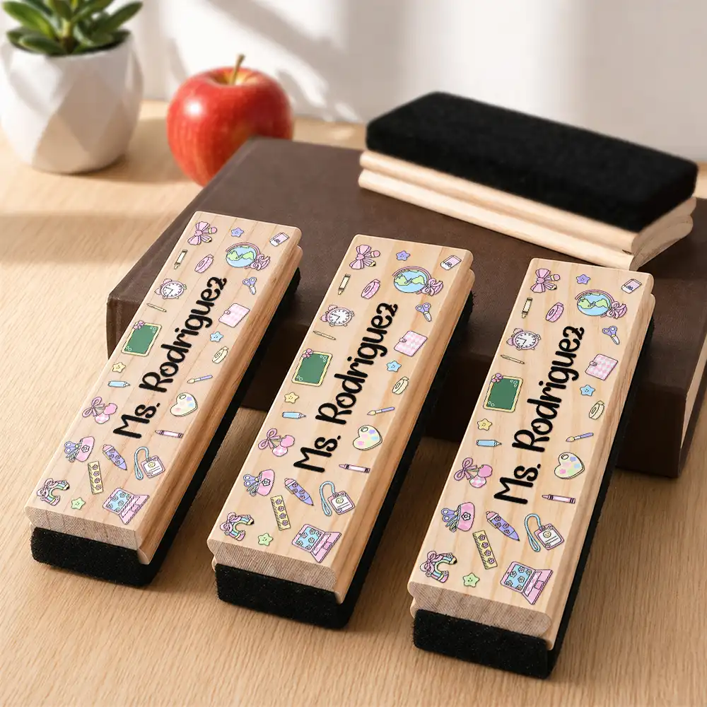 Back To School,Teacher,Proud,Icon - Teach Love Inspire Custom Teacher's Name - Personalized Whiteboard Eraser & Marker Set