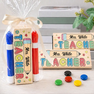 Back To School,Teacher,Proud,Icon - Teach Love Inspire Custom Teacher's Name - Personalized Whiteboard Eraser & Marker Set