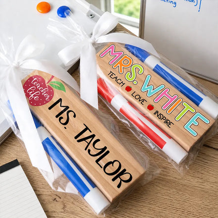 Teach Love Inspire Custom Teacher's Name - Personalized Whiteboard Eraser & Marker Set