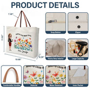 Teacher,Back To School,Gift For Yourself,Happy - Teacher Teach Them Love Them Watch Them Grow - Personalized Leather Handle Tote Bag