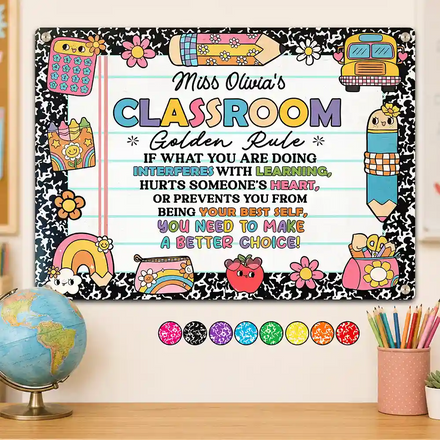 Teacher Classroom Golden Rule - Personalized Classic Metal Signs