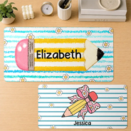 Back To School,Teacher,Adorable,Custom Text - Teacher Classroom Theme - Personalized Leather Desk Mat