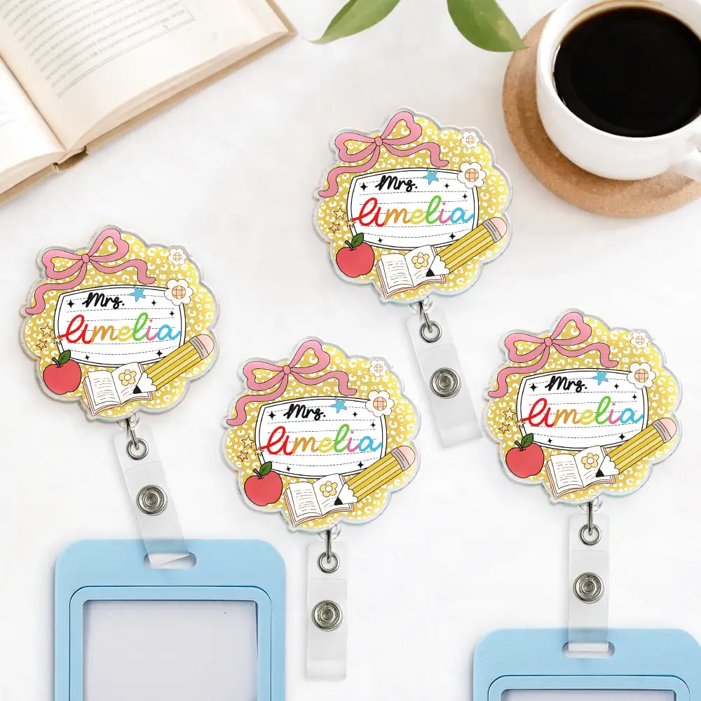 Teacher,Back To School,Proud,Vector - Teacher Composition Book - Personalized Badge Reel