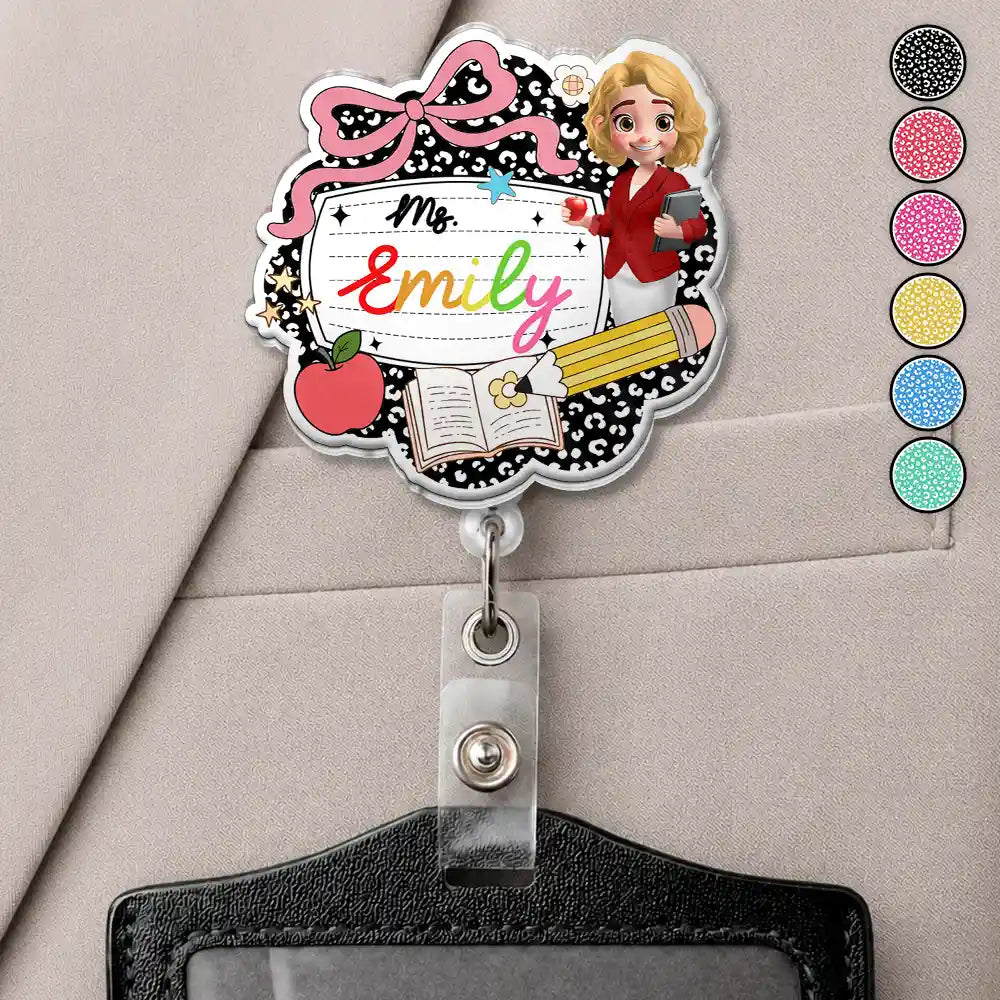 Teacher,Back To School,Proud,Vector - Teacher Composition Book - Personalized Badge Reel