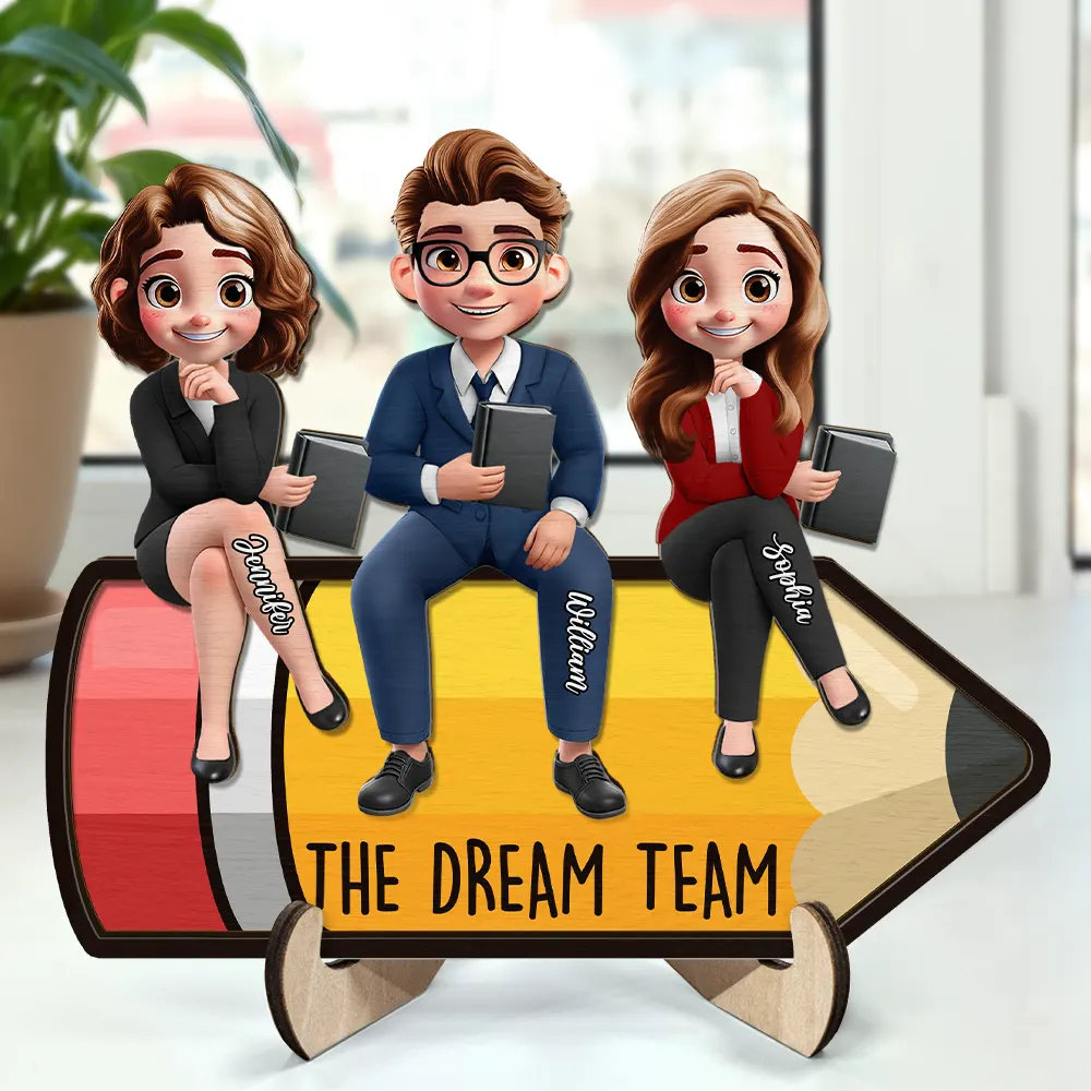Gifts For Colleagues,Teacher,Gift For Bestie - Teacher Dream Team - Personalized 2-Layered Wooden Plaque With Stand