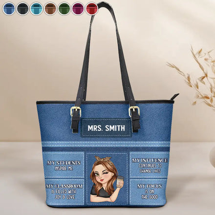 Teacher Inspiration - Personalized Leather Tote Bag