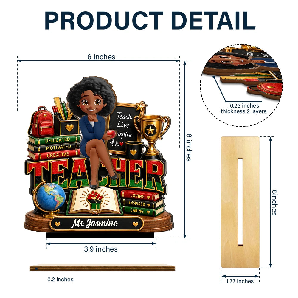Back To School, Top Market, Teacher, Inspirational, Vector - Teacher Is Dedicated Motivated And Loving - Personalized Custom Shaped 2-Layered Wooden Plaque