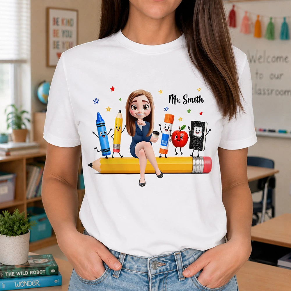 Teacher Life Happy To See Your Face - Personalized T Shirt