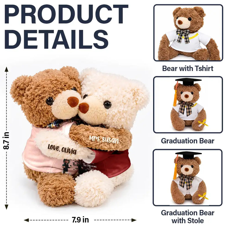 Grateful,Teacher,Back To School,Vector - Teacher Thank You For Helping Me Grow - Personalized Hugging Bear