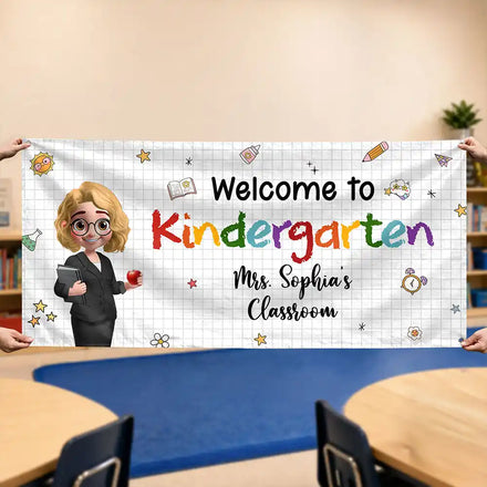 Teacher Welcome To Kindergarten Back To School - Personalized Horizontal Banner