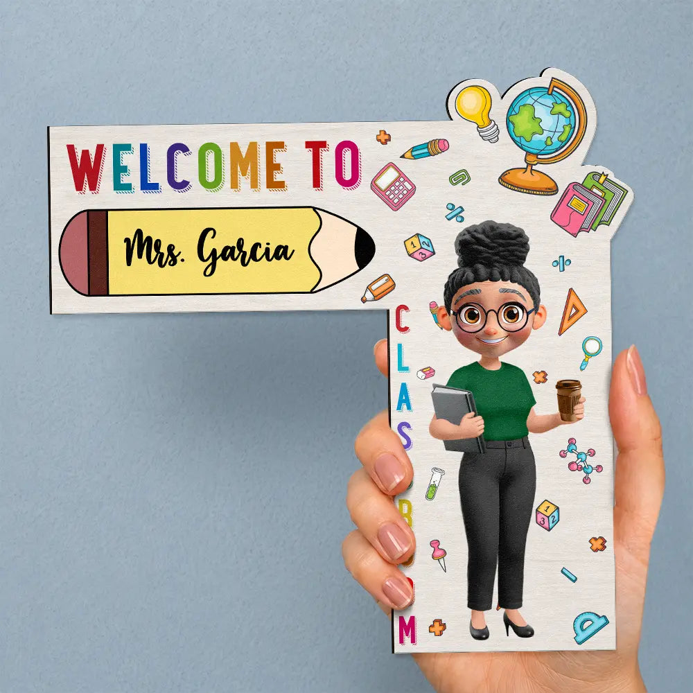 Back To School,Teacher,Proud,Vector - Teacher Welcome To My Class Back To School - Personalized Door Corner Wood Sign