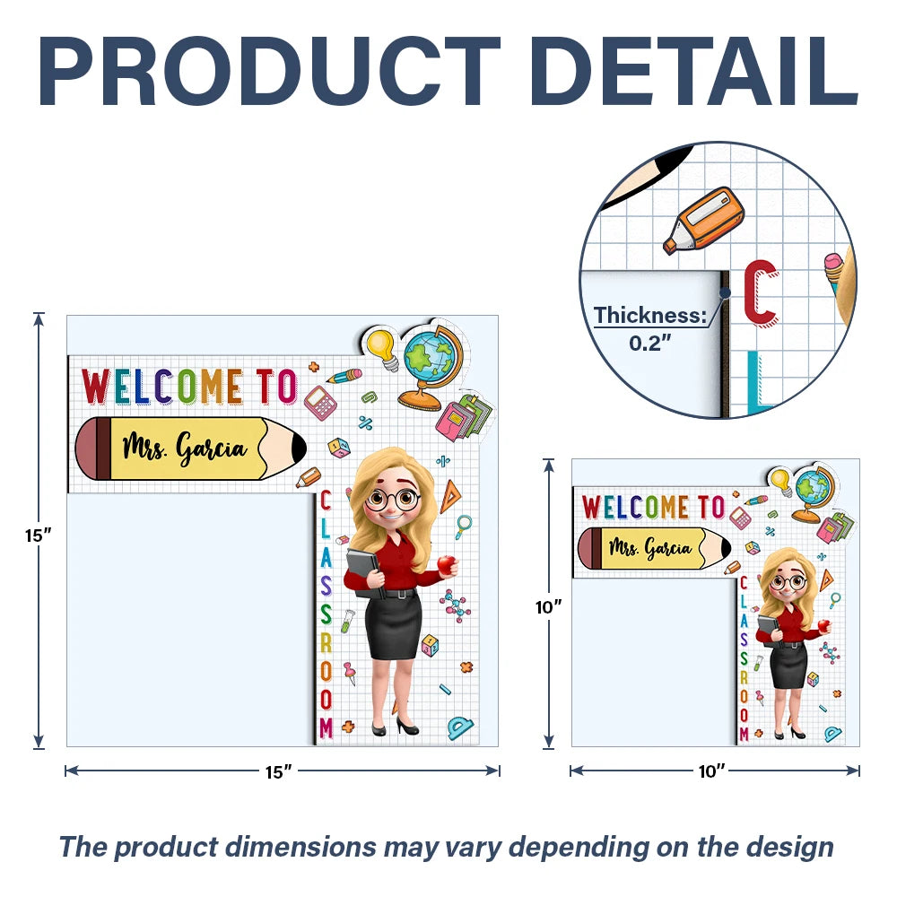 Back To School,Teacher,Proud,Vector - Teacher Welcome To My Class Back To School - Personalized Door Corner Wood Sign