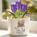 Teacher Thank You For Helping Me Grow - Personalized Glass Flower Plant Pot