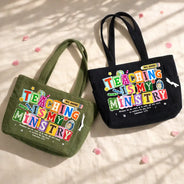 Top Market,Devoted,Christian,Teacher,Back To School,Custom Text - Teaching Is My Ministry - Personalized Corduroy Tote Bag