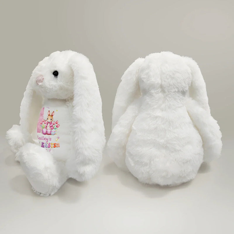 New Dad,New baby,New Mom - Text Pattern My First Easter - Personalized Soft Toy Bunny
