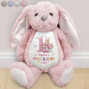 New Dad,New baby,New Mom - Text Pattern My First Easter - Personalized Soft Toy Bunny
