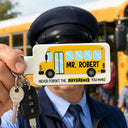 Grateful,Back To School,Custom Text - Thank You Bus Driver For The Sweet Ride - Personalized Custom Shaped Leather Keychain
