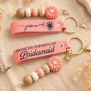 Sentimental, Wedding, Icon - Thank You For Being My Bridesmaid - Personalized Leather Beaded Keychain