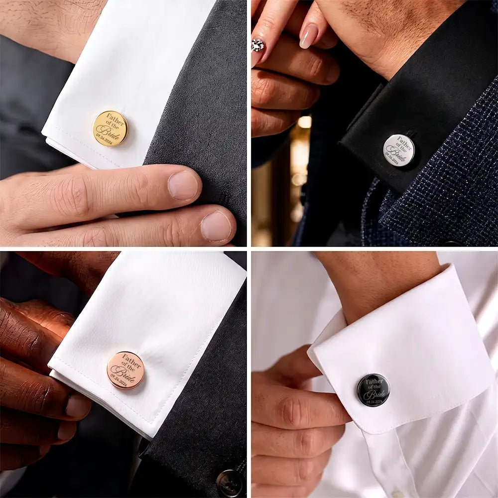 Sentimental, Gift For Father, Wedding, Custom Text - Thank You For Walking By My Side Today And Always - Personalized Circular Cufflinks