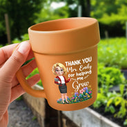 Teacher, Happy - Thank You Teacher For Helping Me Grow - Personalized Plant Pot Ceramic Mug