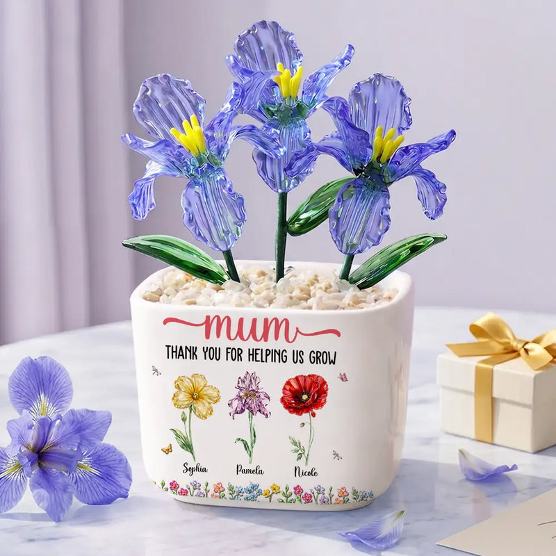 Thank You For Helping Us Grow - Personalized Glass Flower Plant Pot