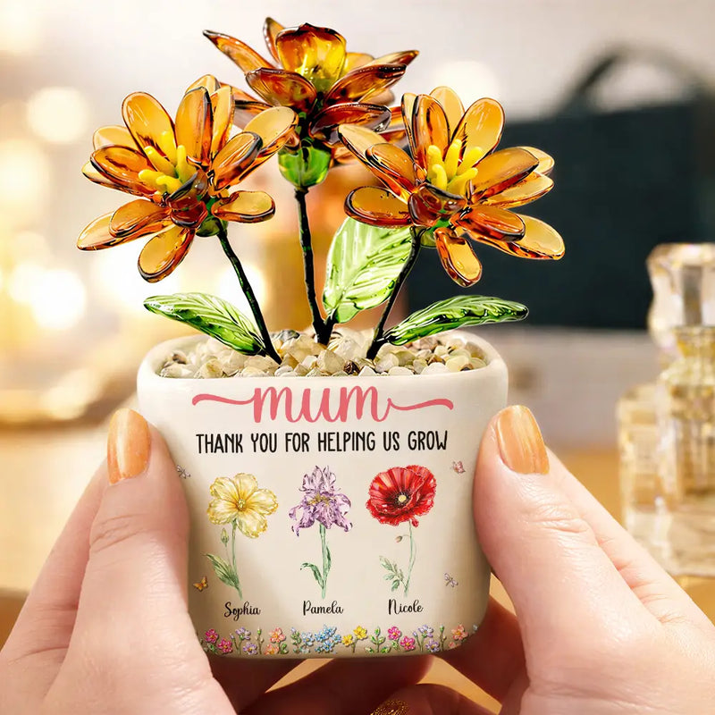 Thank You For Helping Us Grow - Personalized Glass Flower Plant Pot
