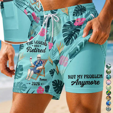 The Legend Has Retired - Personalized Swim Trunks With Liner