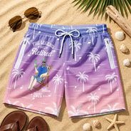 Humorous,Gift For Men,Beach,Gift For Yourself,Summer,Retirement,Vector,Custom Text - The Legend Has Retired - Personalized Swim Trunks With Liner