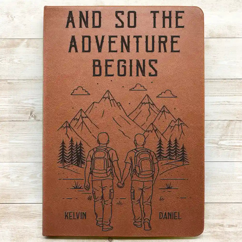 Gift For Couples,Old Couples,Gift For Husband,Gift For Wife,Gift For Boyfriend,Gift For Girlfriend,Happy - The Adventure Book Of Happy Couple - Personalized Leather Journal