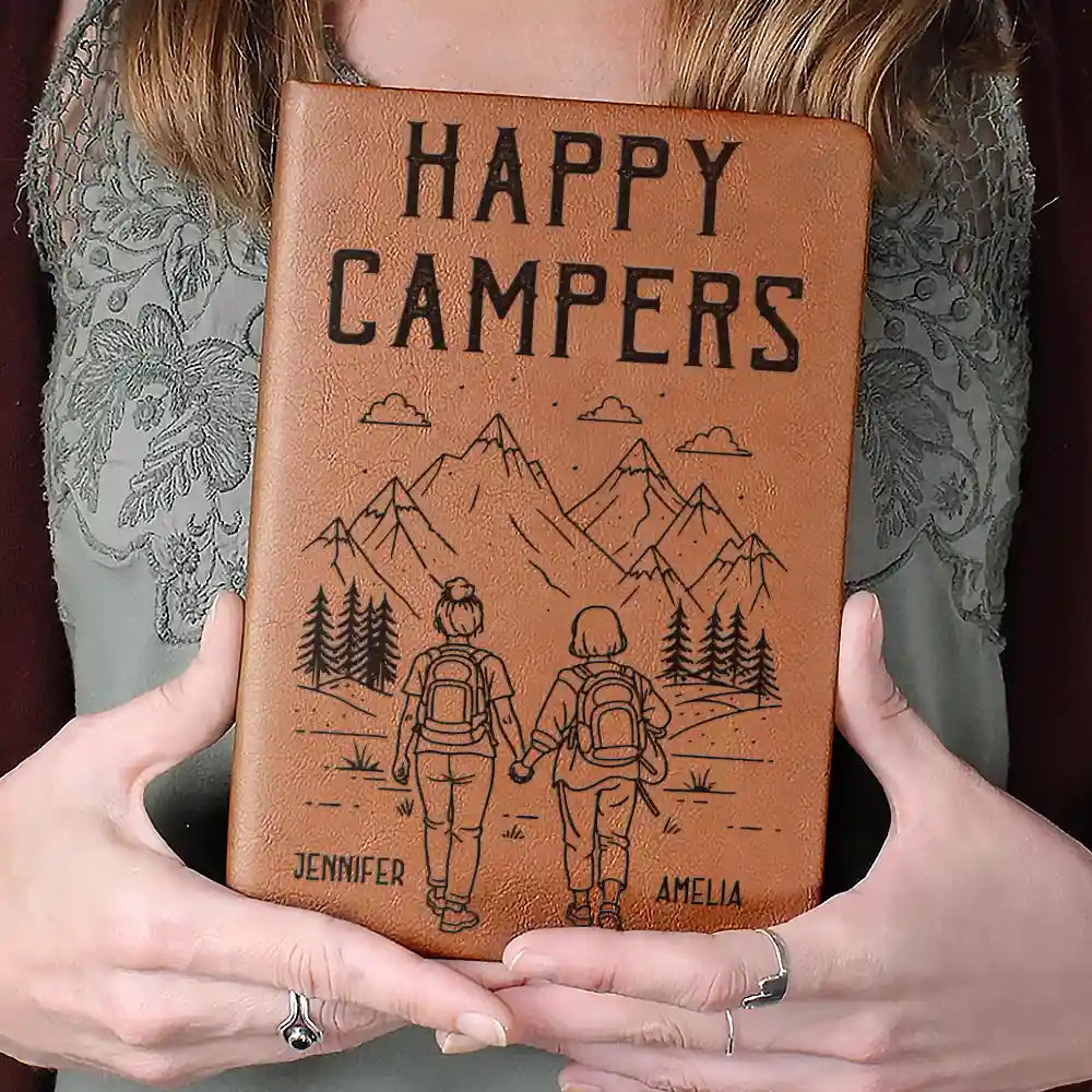 Gift For Couples,Old Couples,Gift For Husband,Gift For Wife,Gift For Boyfriend,Gift For Girlfriend,Happy - The Adventure Book Of Happy Couple - Personalized Leather Journal