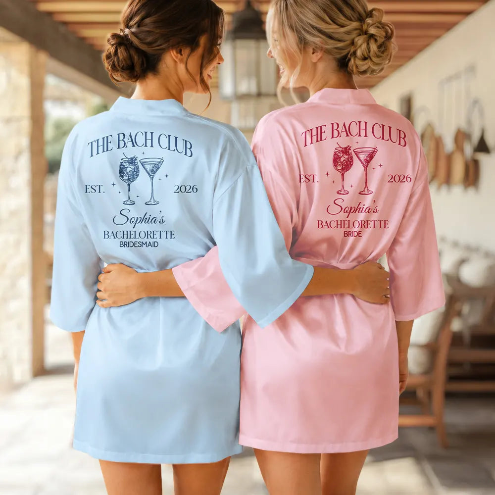 Gift For Yourself,Gift For Women,Summer,Bachelorette,Cozy,Icon - The Bach Club Bachelorette Party - Personalized Satin Robe