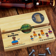 Afro Dad,Gift For Father,Gift For Grandpa,Gift For Men,Happy,Vector -  The Blackfather We Love You Beyond Measure - Personalized Bottle Opener Wood Level
