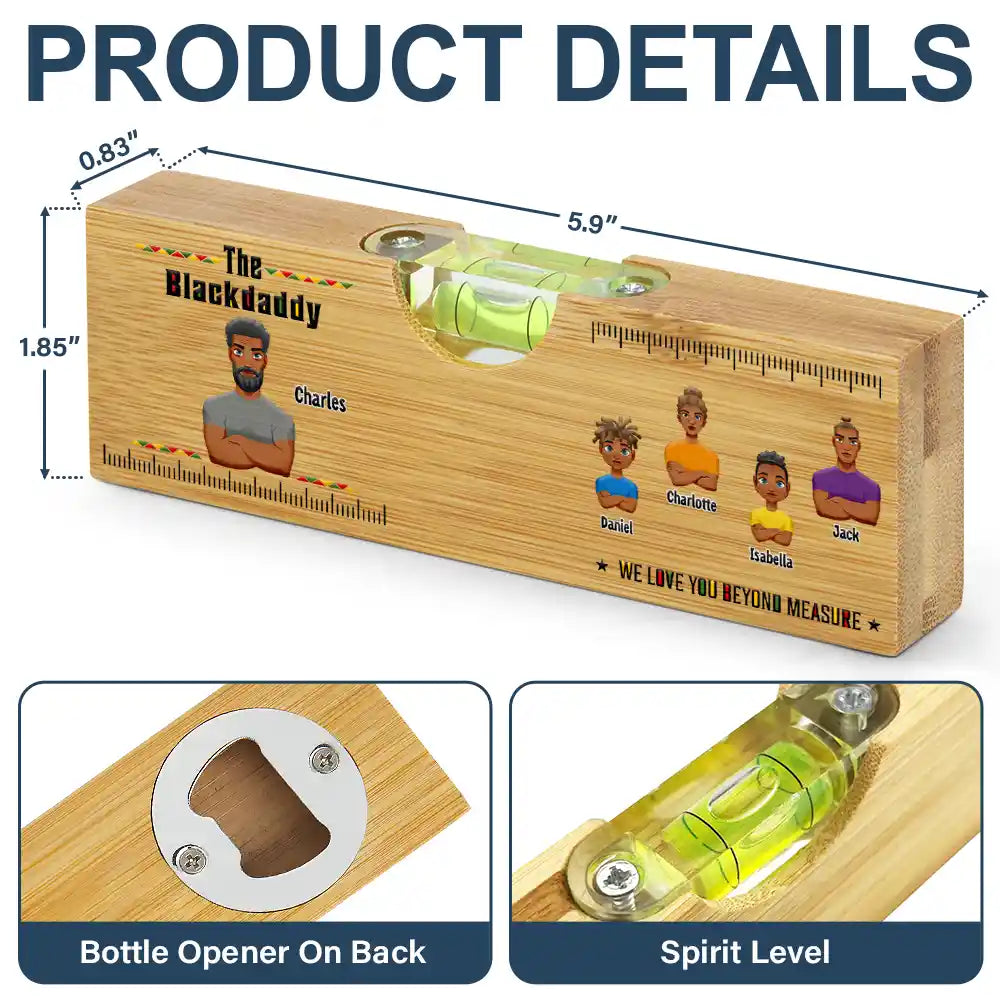 Afro Dad,Gift For Father,Gift For Grandpa,Gift For Men,Happy,Vector -  The Blackfather We Love You Beyond Measure - Personalized Bottle Opener Wood Level

