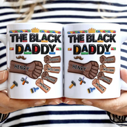 Gift For Father,Gift For Grandpa,Afro Dad,Happy - The Black Father Proud Dad Hand Punch - Personalized White Edge-to-Edge Mug