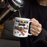Gift For Father,Gift For Grandpa,Afro Dad,Happy - The Black Father Proud Dad Hand Punch - Personalized White Edge-to-Edge Mug