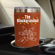 Afro Dad,Gift For Father,Gift For Grandpa,Happy,Top Market - The Blackfather - Personalized Leather Tumbler