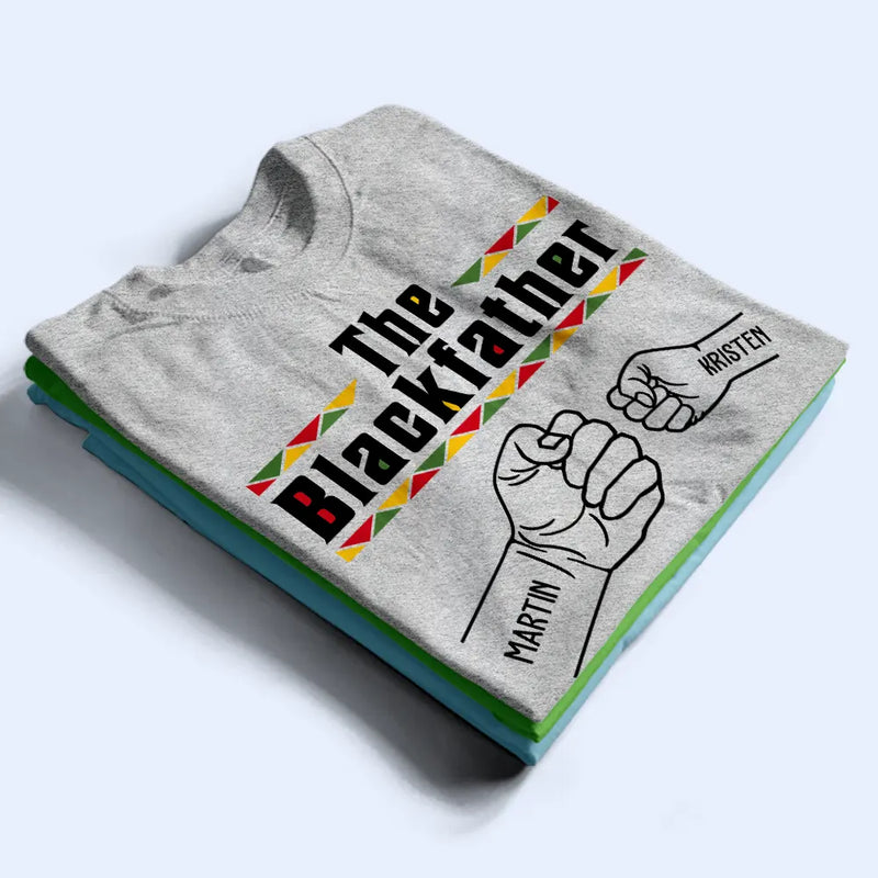 Afro Dad,Gift For Father,Gift For Grandpa,Happy,Top Market - The Blackfather Fist Bump - Personalized T Shirt