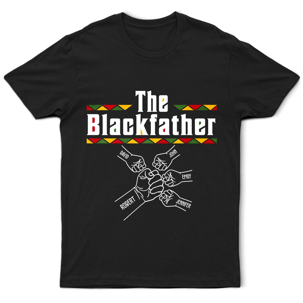 Afro Dad,Gift For Father,Gift For Grandpa,Happy,Top Market - The Blackfather Fist Bump - Personalized T Shirt