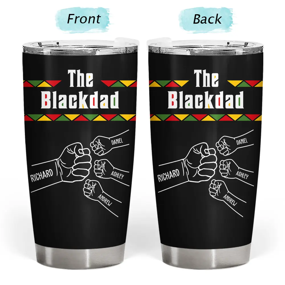 Afro Dad,Gift For Men,Gift For Father,Gift For Grandpa,Happy,Top Market,Top Market,Icon - The Blackfather Fist Bump - Personalized Tumbler