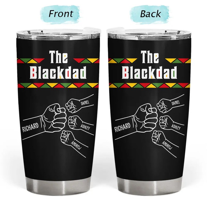 Afro Dad,Gift For Men,Gift For Father,Gift For Grandpa,Happy,Top Market,Top Market,Icon - The Blackfather Fist Bump - Personalized Tumbler