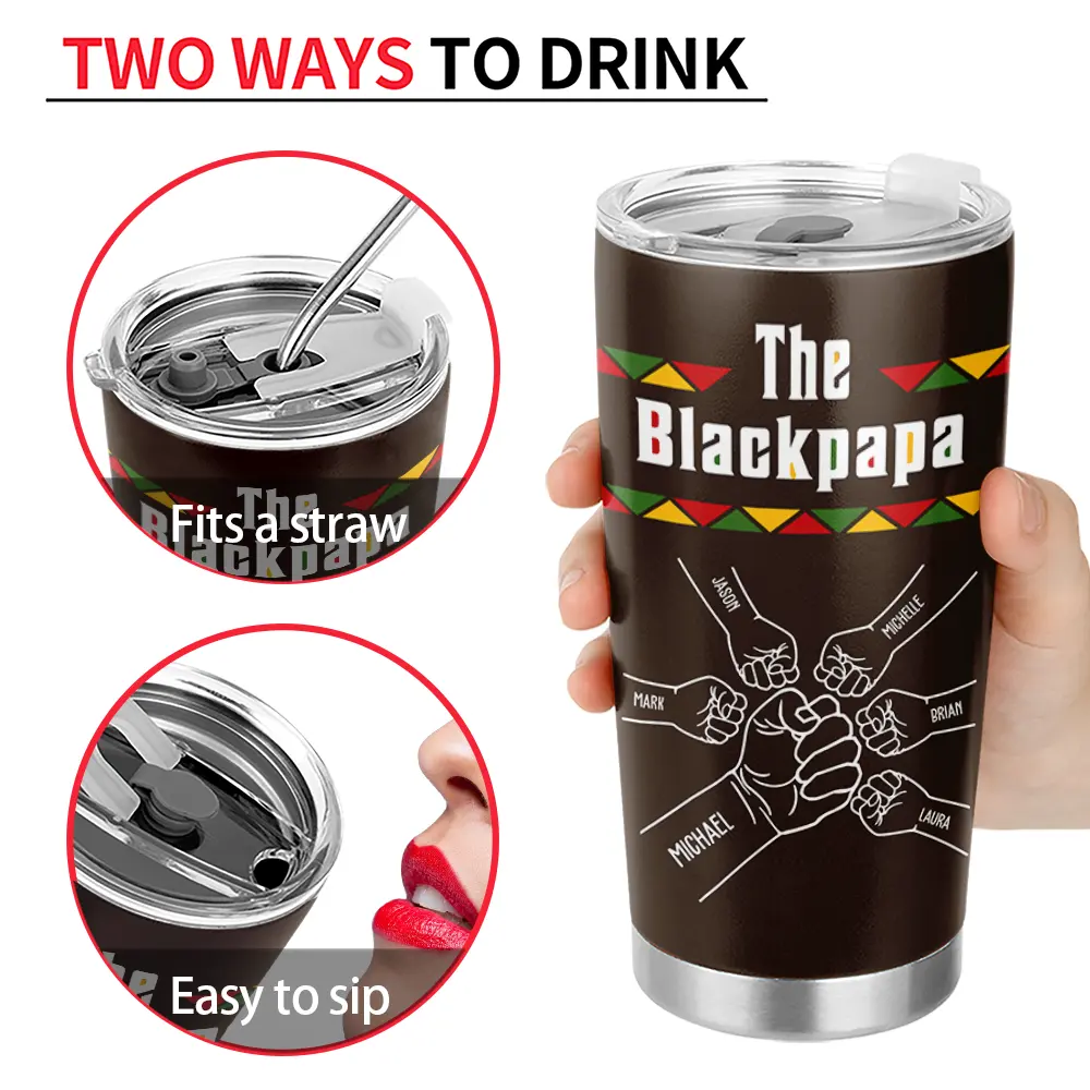 Afro Dad,Gift For Men,Gift For Father,Gift For Grandpa,Happy,Top Market,Top Market,Icon - The Blackfather Fist Bump - Personalized Tumbler
