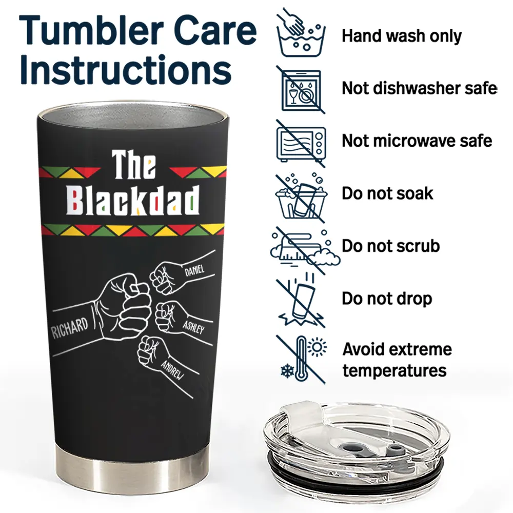 Afro Dad,Gift For Men,Gift For Father,Gift For Grandpa,Happy,Top Market,Top Market,Icon - The Blackfather Fist Bump - Personalized Tumbler