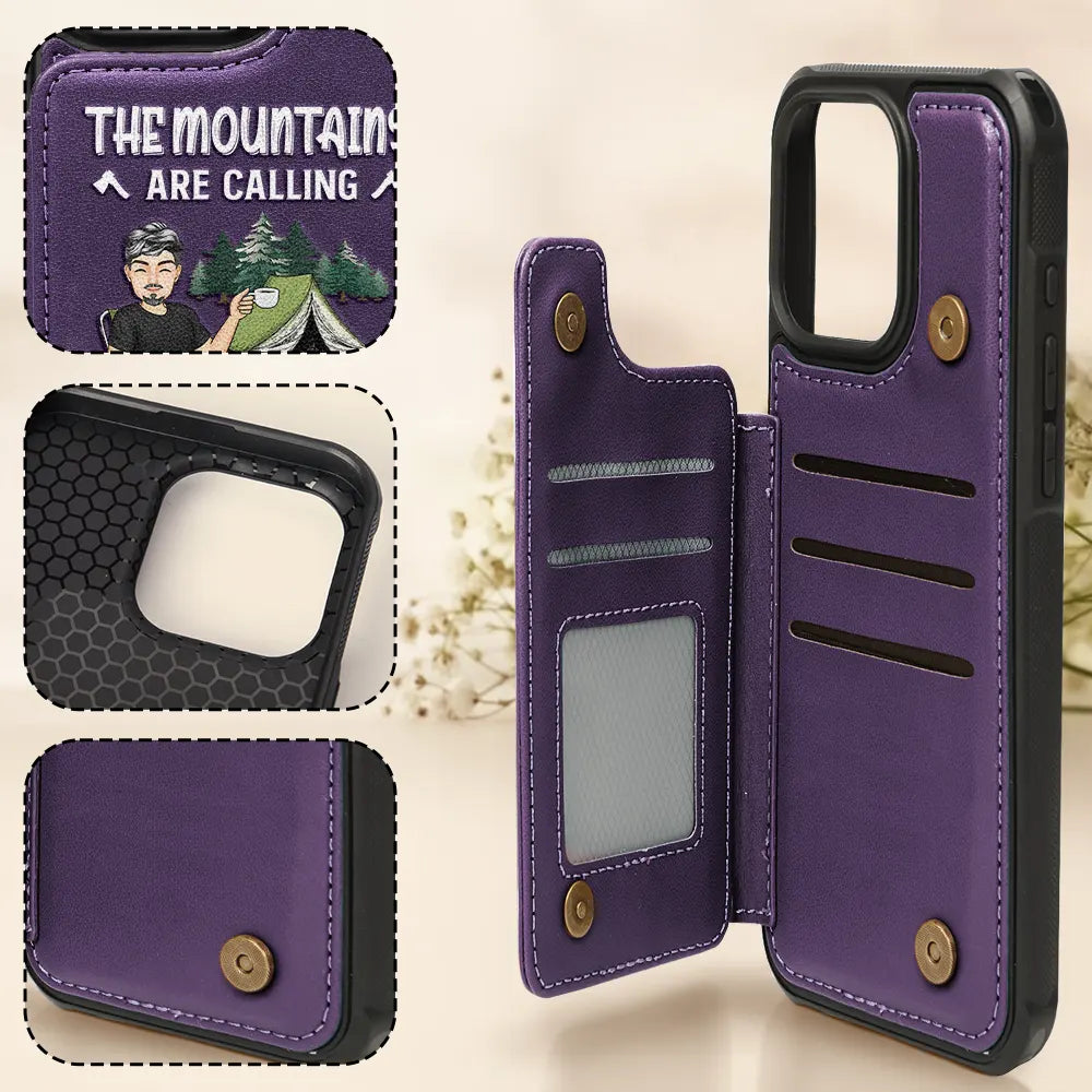 Gift For Yourself, Camping - The Campsite Is Calling - Personalized Leather Flip Wallet Phone Case