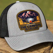 Camping,Gift For Men,Dad's Hobby,Gift For Husband,Gift For Boyfriend,Gift For Yourself,Campsite - The Campsite Is Calling - Personalized Leather Patch Hat