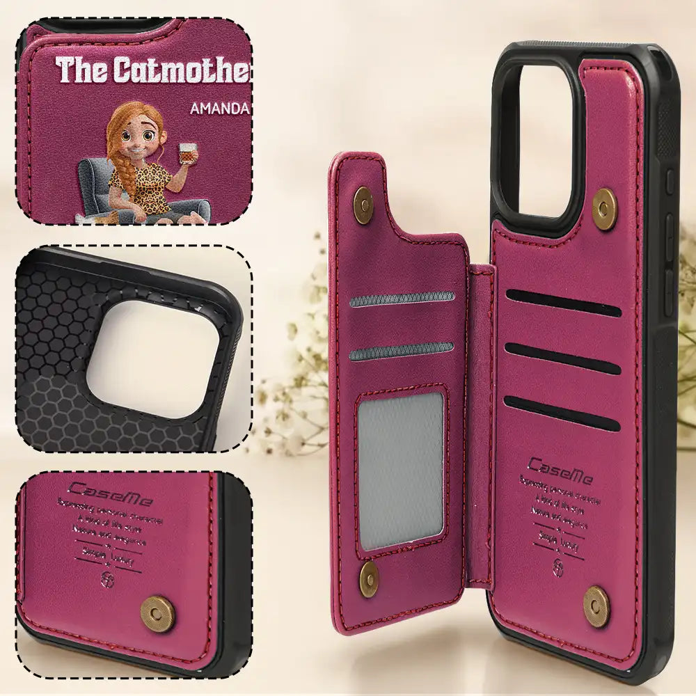 Cat Mom,Cat Lovers,Pet Lovers,Funny - The Cat Mother 3d Effect - Personalized Leather Flip Wallet Phone Case