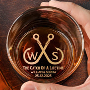 Gift For Couples,Gift For Husband,Gift For Wife,Love - The Catch Of A Lifetime Couple Monogram - Personalized Engraved Whiskey Glass
