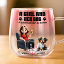 Cat Lovers,Cat Mom,Cat Dad,Happy - The Catmother A Girl And Her Cat 3D Effect - Personalized Gradient Glass Mug